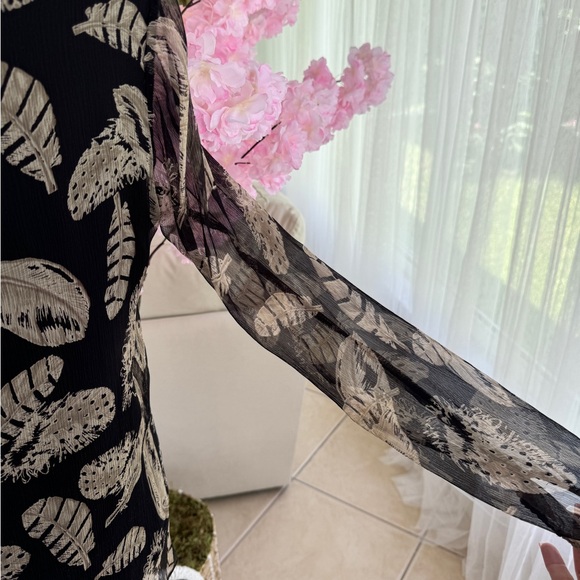 Hale Bob Beige Black Silk Tulle Top Blouse Sample size = small - Picture 5 of 8